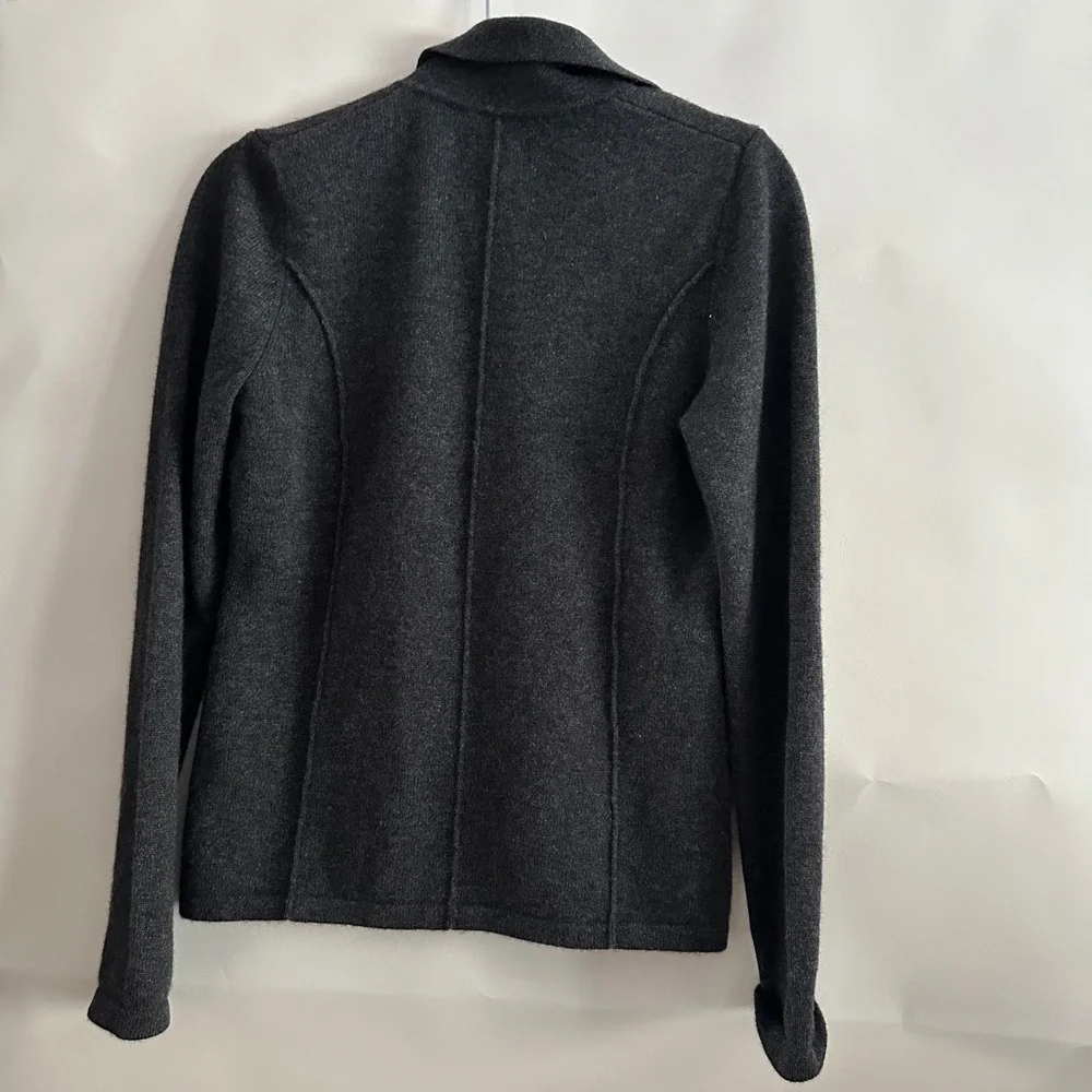 Kinross Cashmere Cardigan Sweater Womens Medium Gray Button Front Blazer Jacket